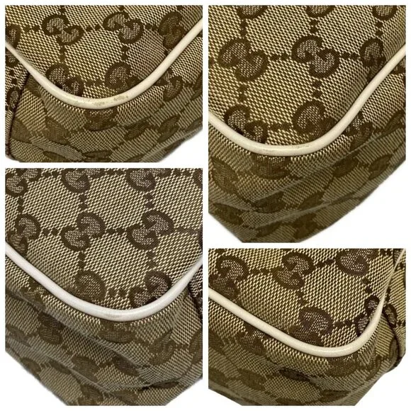 GUCCI GG Twins, GG Pattern Beige Dark Brown White Jacquard Leather -506-060625